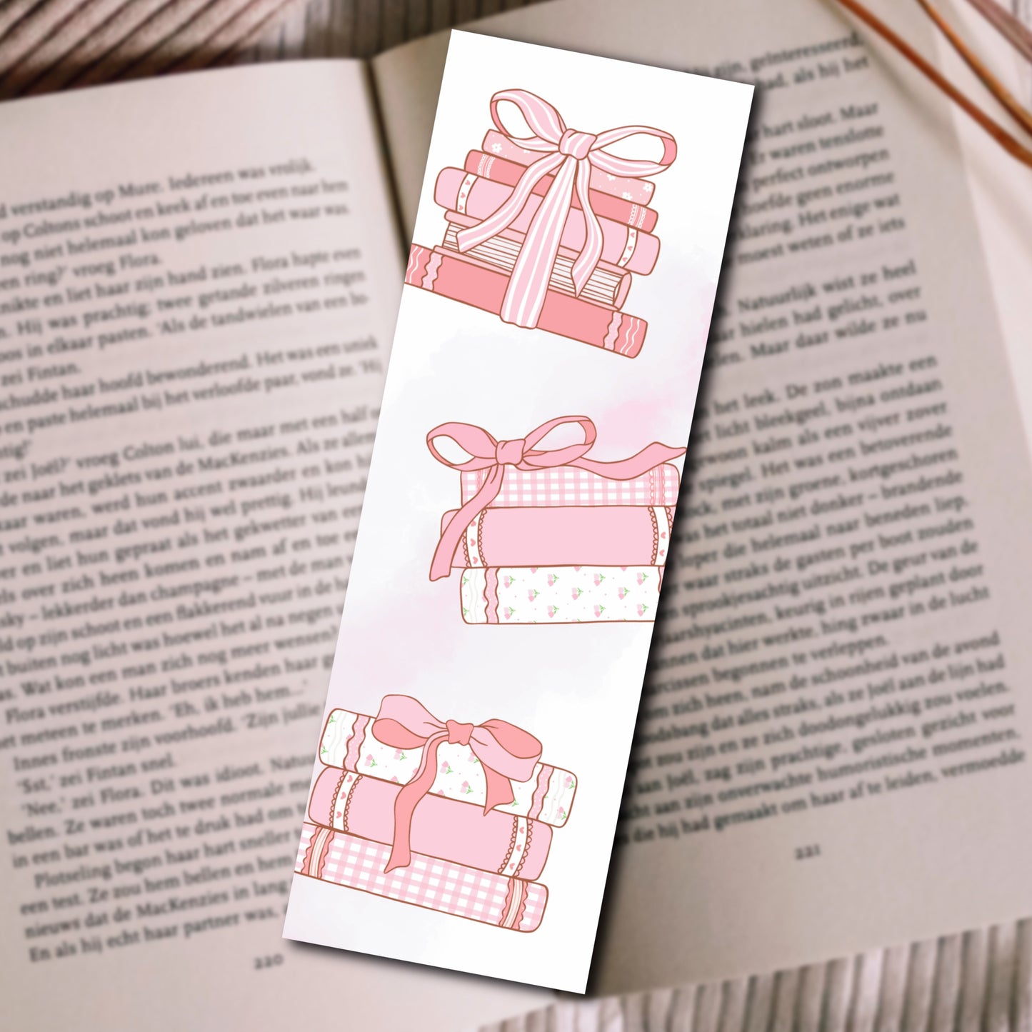 Bookmarks Pink Book Stacks