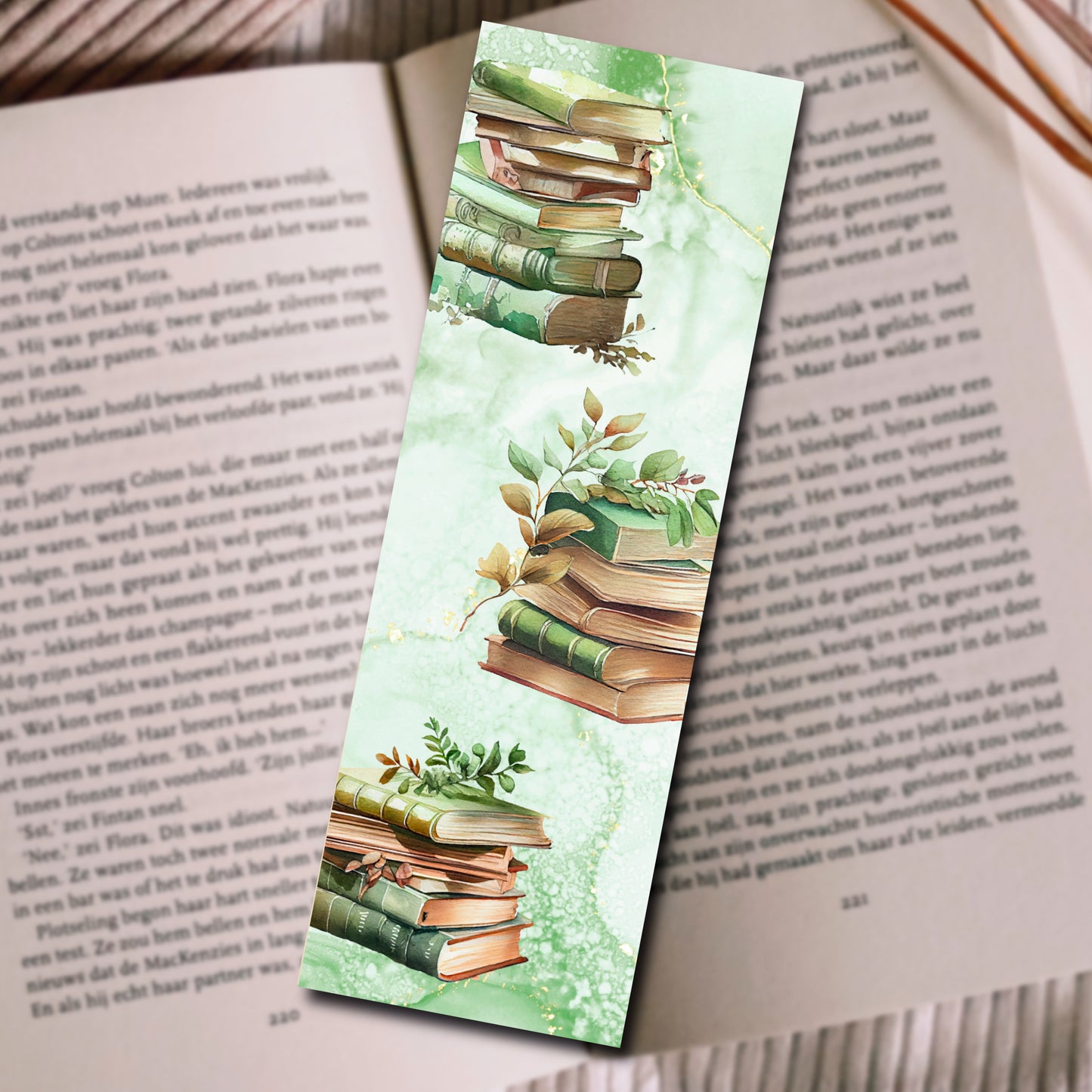 Bookmarks Book Stack Green