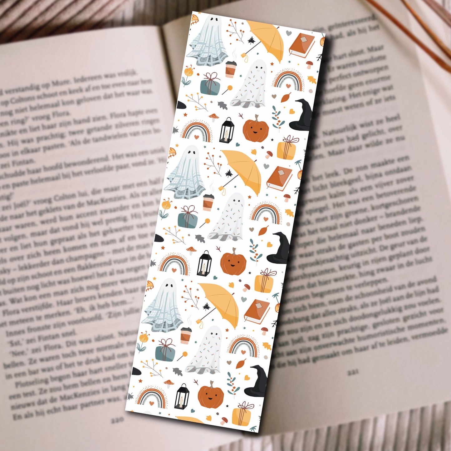 Bookmarks Fall Halloween Ghosts Umbrellas